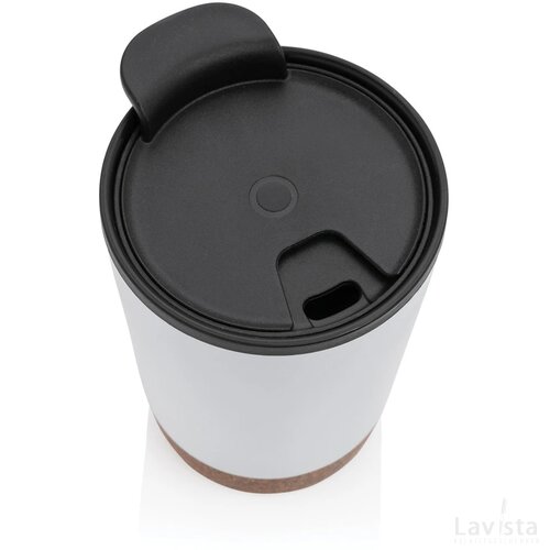 GRS gerecycled PP en roestvrijstalen kurk koffiebeker wit