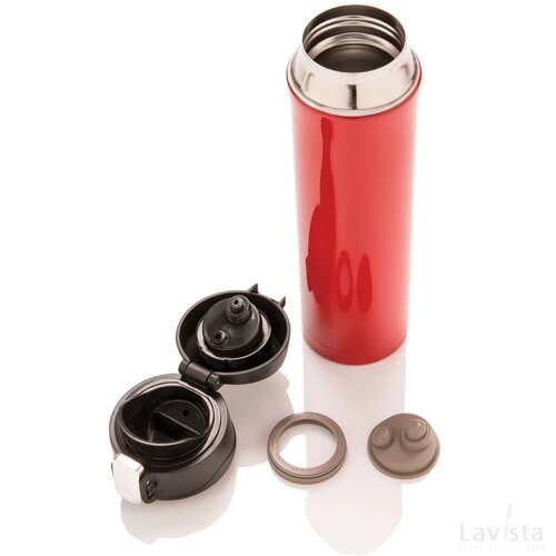 RCS gerecycled roestvrijstalen easy lock thermosfles rood