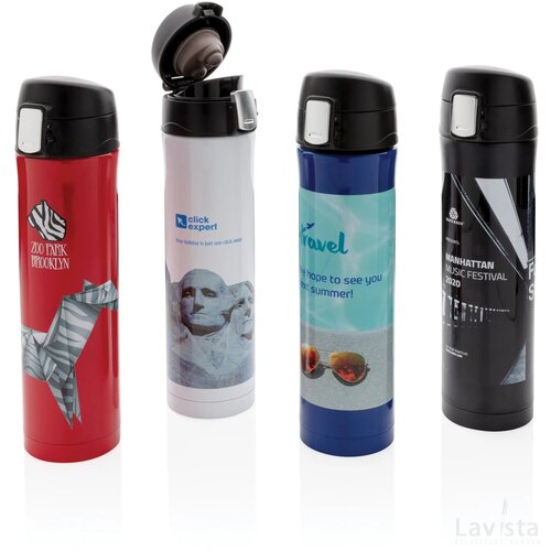 RCS gerecycled roestvrijstalen easy lock thermosfles zwart
