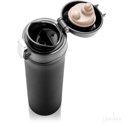 RCS gerecycled roestvrijstalen easy lock thermosfles zwart