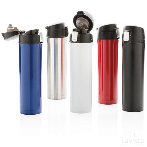 RCS gerecycled roestvrijstalen easy lock thermosfles zilver