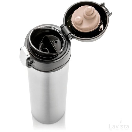 RCS gerecycled roestvrijstalen easy lock thermosfles zilver