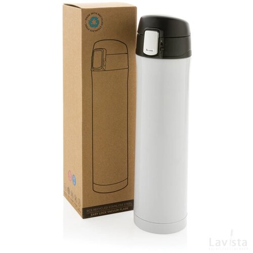 RCS gerecycled roestvrijstalen easy lock thermosfles wit