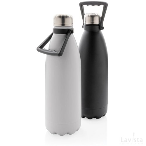 RCS gerecycled roestvrijstalen grote vacuümfles 1,5L zwart
