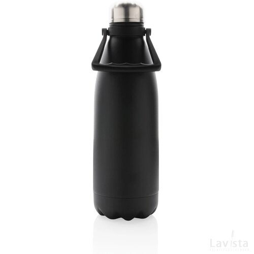 RCS gerecycled roestvrijstalen grote vacuümfles 1,5L zwart