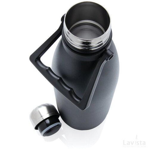 RCS gerecycled roestvrijstalen grote vacuümfles 1,5L zwart