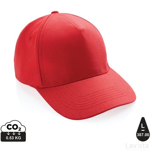 Impact AWARE™ 5 panel 280gr recycled katoenen cap luscious red