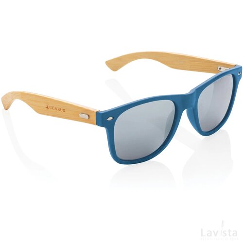 Bamboe en RCS zonnebril van gerecycled plastic blauw