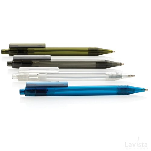 GRS RPET X8 transparante pen wit