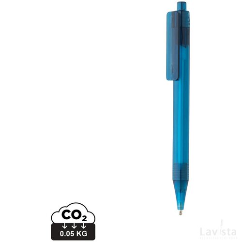 GRS RPET X8 transparante pen blauw