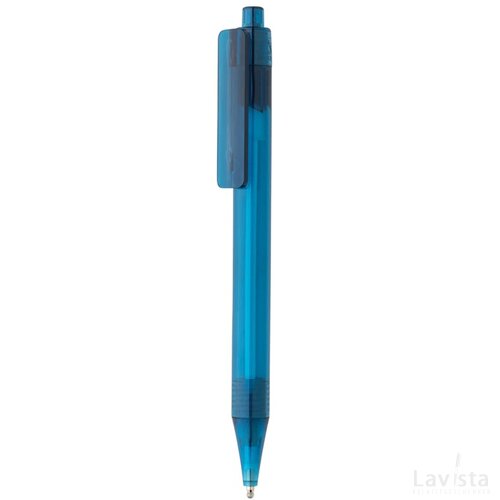 GRS RPET X8 transparante pen blauw