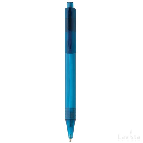 GRS RPET X8 transparante pen blauw