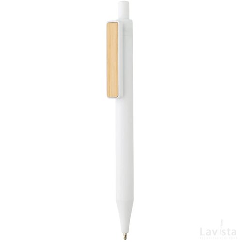 GRS RABS pen met bamboe clip wit