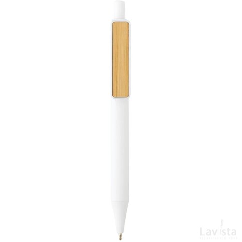 GRS RABS pen met bamboe clip wit