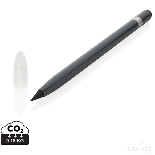 Aluminium inktloze pen met gum grijs