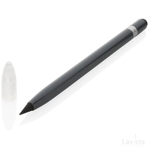 Aluminium inktloze pen met gum grijs