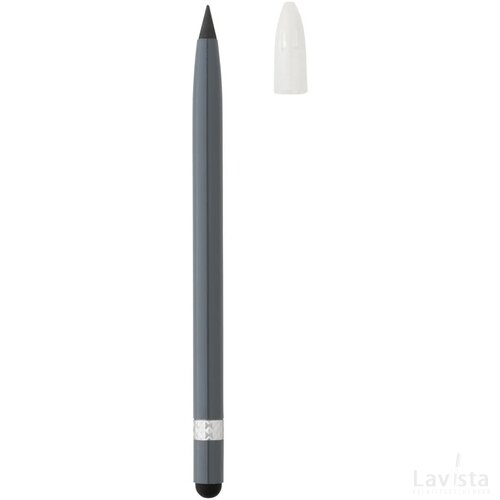 Aluminium inktloze pen met gum grijs