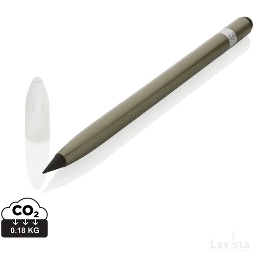 Aluminium inktloze pen met gum groen