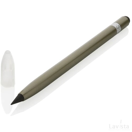 Aluminium inktloze pen met gum groen