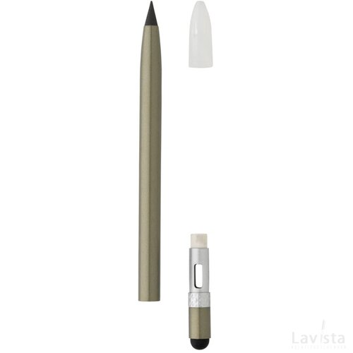 Aluminium inktloze pen met gum groen