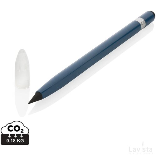 Aluminium inktloze pen met gum blauw