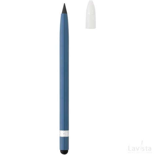 Aluminium inktloze pen met gum blauw