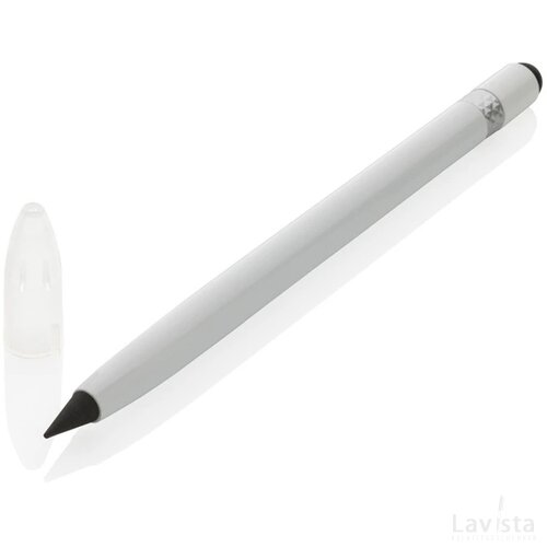 Aluminium inktloze pen met gum wit