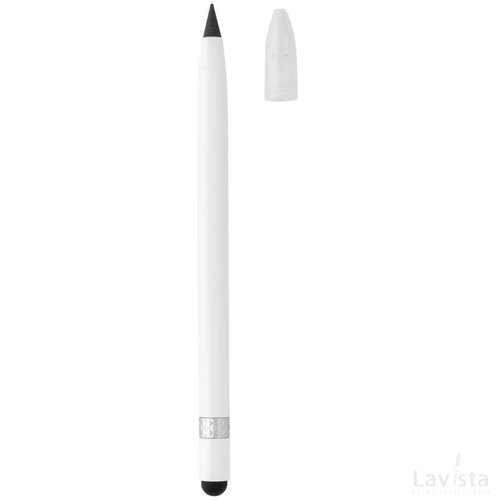 Aluminium inktloze pen met gum wit