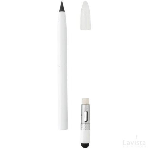 Aluminium inktloze pen met gum wit