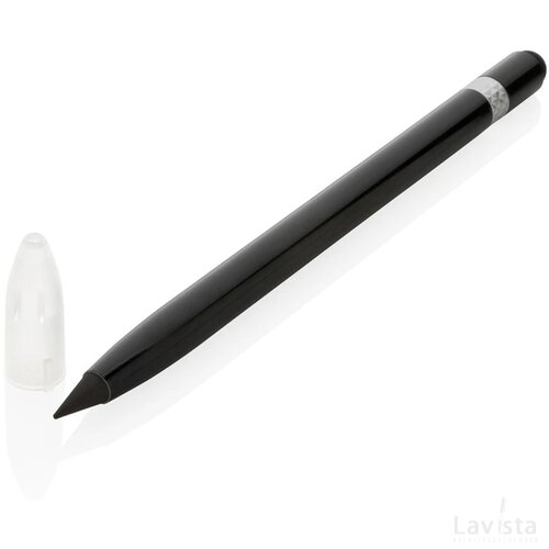 Aluminium inktloze pen met gum zwart