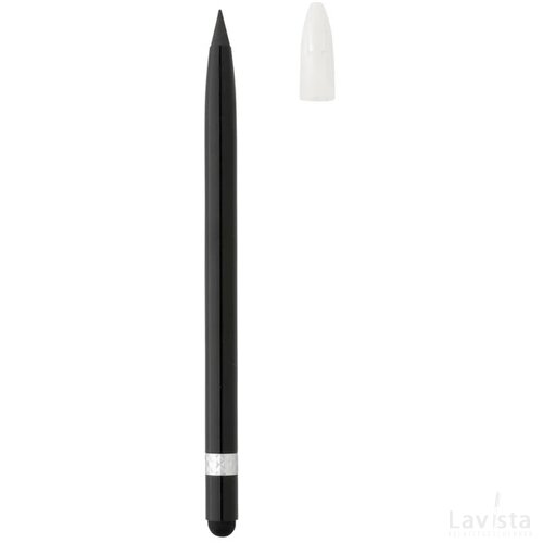 Aluminium inktloze pen met gum zwart