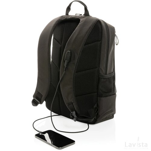 Impact AWARE™ Lima 15.6" RFID laptoprugzak zwart, wit