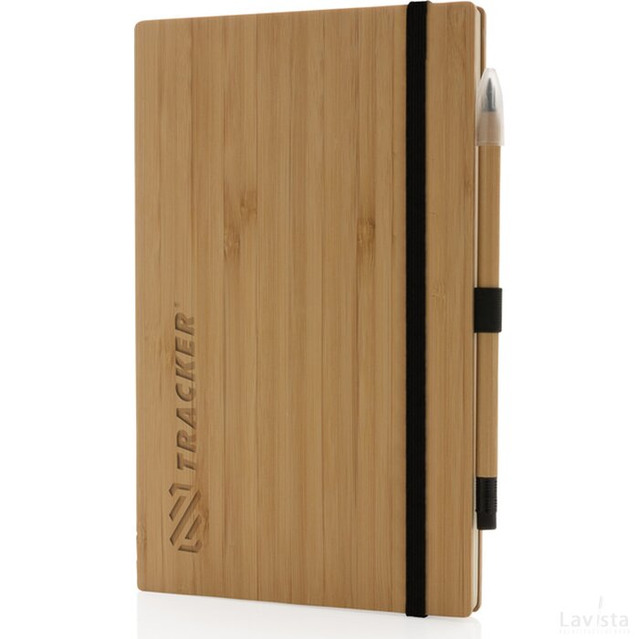 Bamboe notitieboek en infinity potlood set bruin