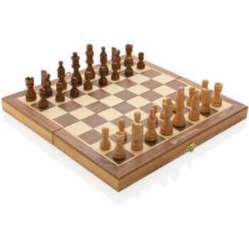 Luxe houten opvouwbaar schaakspel bruin