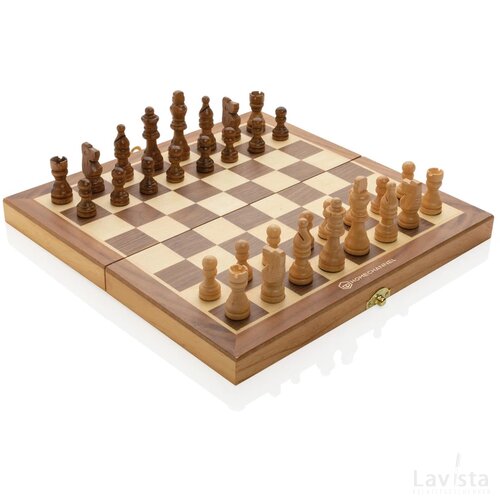 Luxe houten opvouwbaar schaakspel bruin