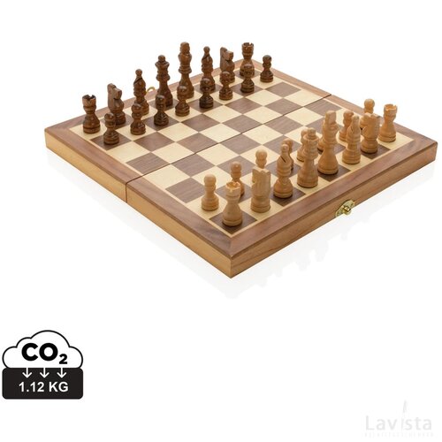 Luxe houten opvouwbaar schaakspel bruin