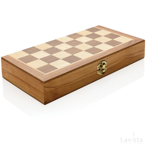 Luxe houten opvouwbaar schaakspel bruin