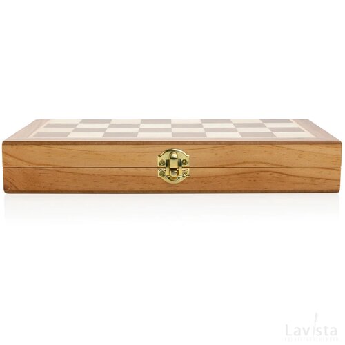 Luxe houten opvouwbaar schaakspel bruin