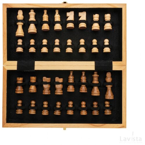 Luxe houten opvouwbaar schaakspel bruin