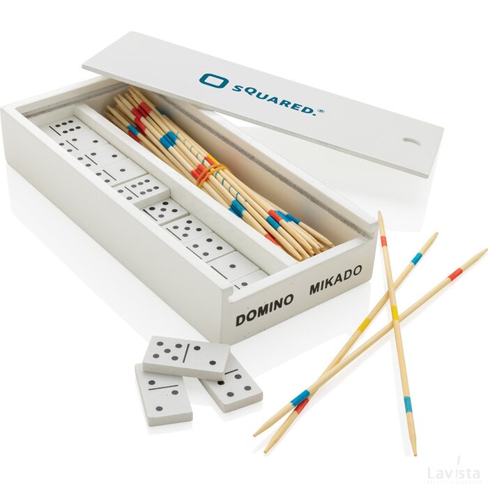 Deluxe mikado/domino in houten doos wit
