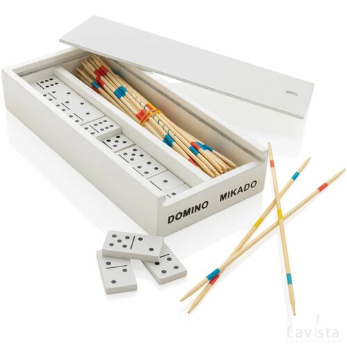 Deluxe mikado/domino in houten doos wit