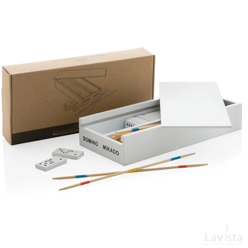 Deluxe mikado/domino in houten doos wit