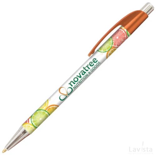 DIA balpen Chrome in full colour all over bedrukt oranje