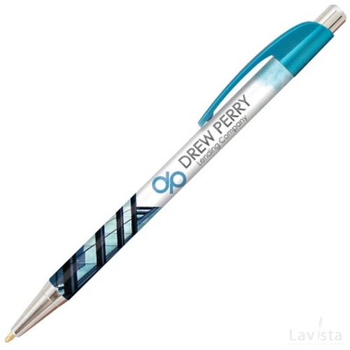 DIA balpen Chrome in full colour all over bedrukt lichtblauw