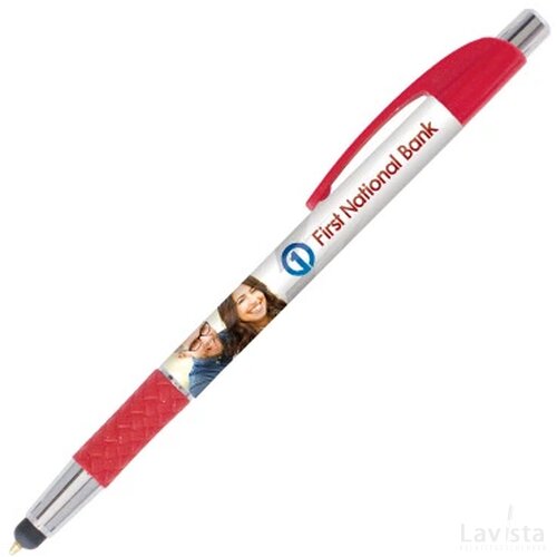 DIA balpen Stylus met gripzone in full colour all over bedrukt rood