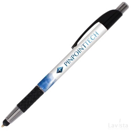 DIA balpen Stylus met gripzone in full colour all over bedrukt zwart