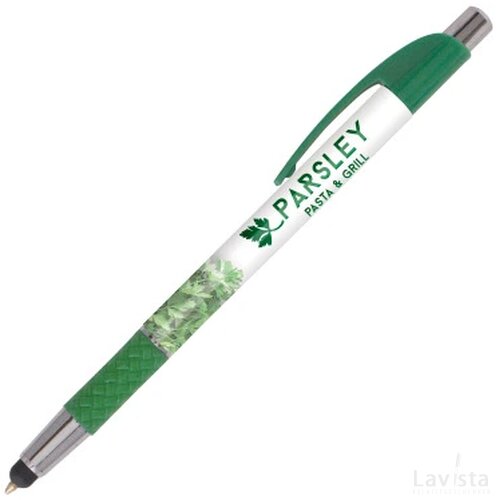 DIA balpen Stylus met gripzone in full colour all over bedrukt donkergroen