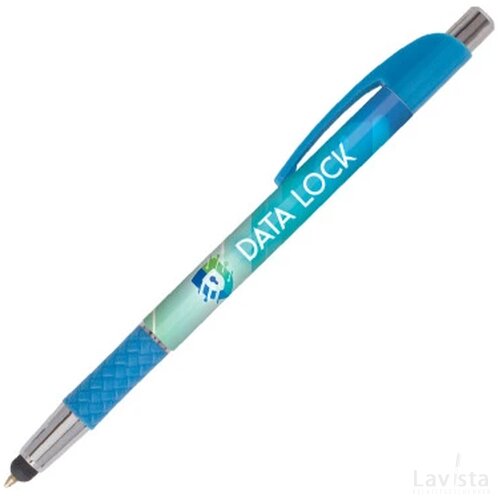 DIA balpen Stylus met gripzone in full colour all over bedrukt lichtblauw