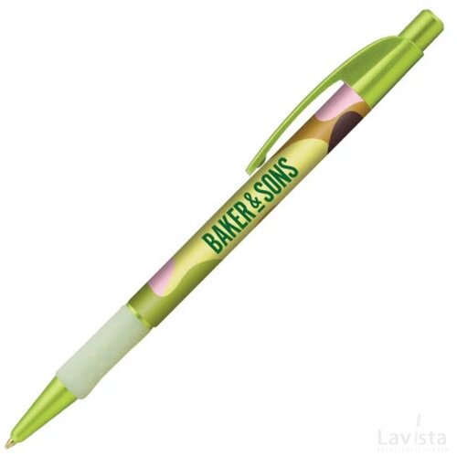 DIA balpen Metallic met gripzone in full colour all over bedrukt lichtgroen