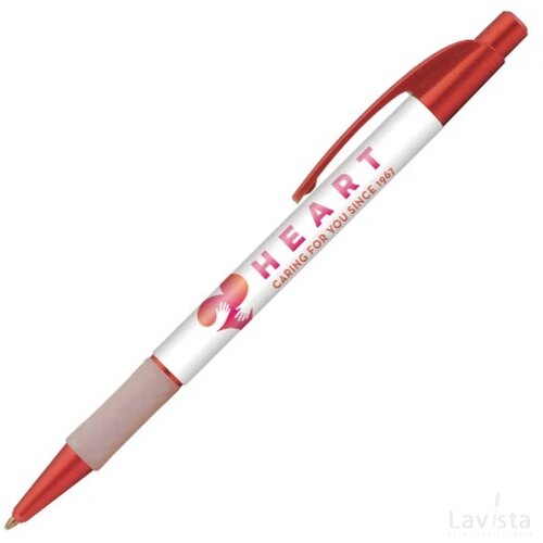 DIA balpen Metallic met gripzone in full colour all over bedrukt rood